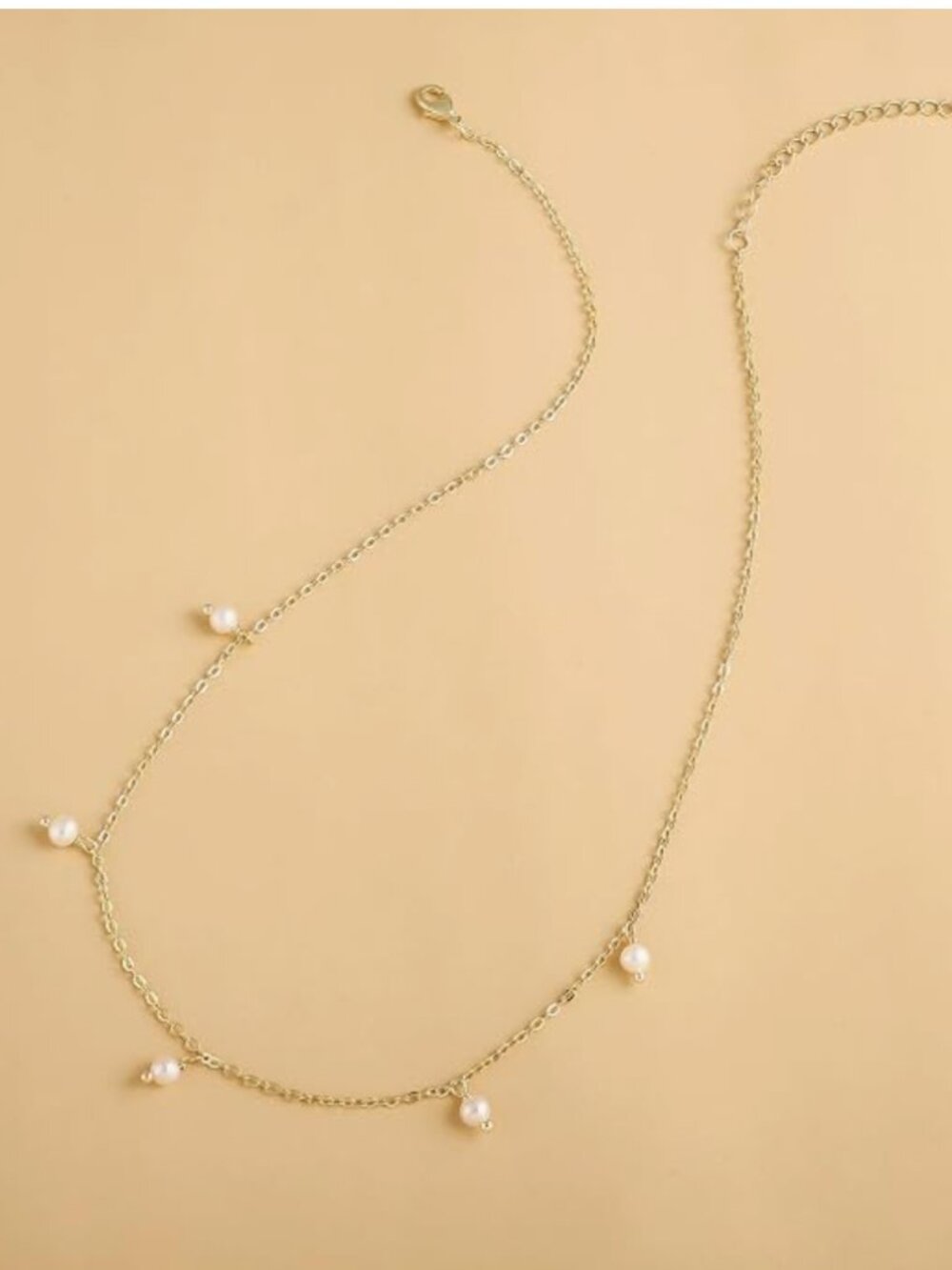 Sealoy Dainty Gold Freshwater Pearl Dangle Drop Necklace